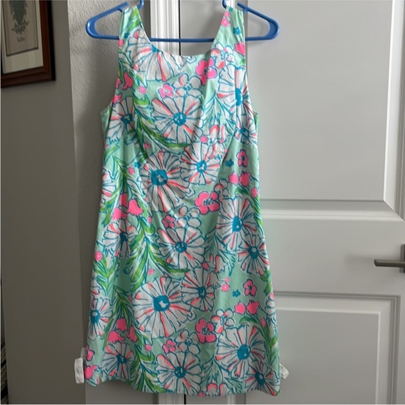 RARE- EUC Lilly Pulitzer Delia Shift Mini Dress in Splish Splash Sand Blu, 8 - Picture 9 of 10